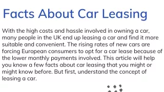 facts about car leasing