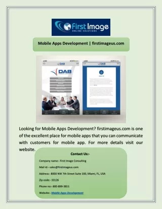 Mobile Apps Development | firstimageus.com
