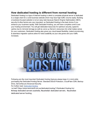 how dedicated hosting is different from normal
