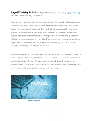 payroll training in noida payroll training