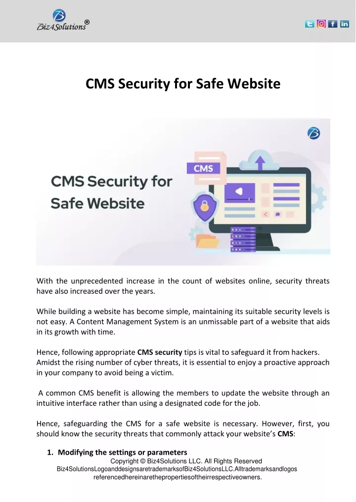 cms security for safe website