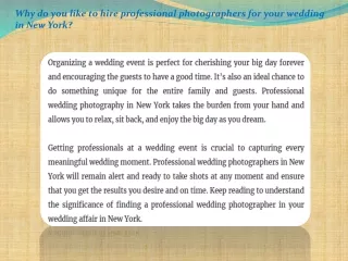 Why do you like to hire professional photographers for your wedding in New York