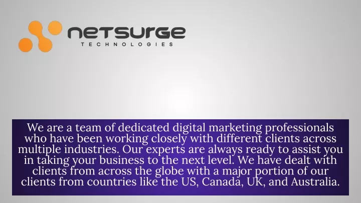 we are a team of dedicated digital marketing