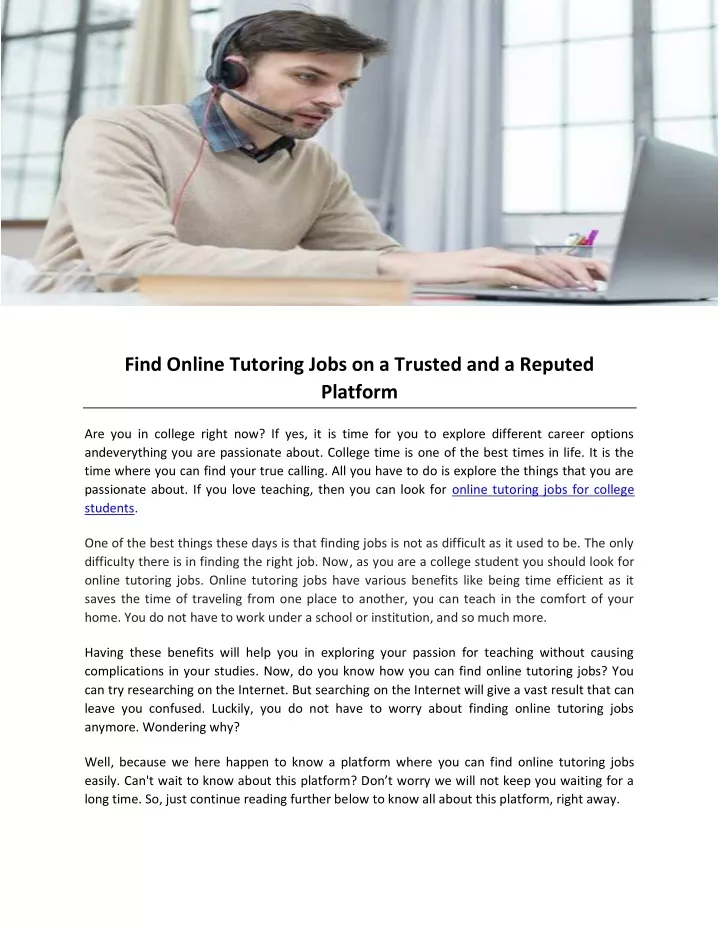 find online tutoring jobs on a trusted