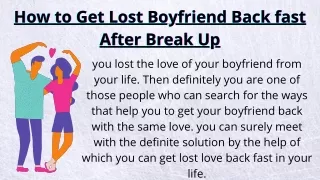 How to Get Lost Boyfriend Back fast After Break Up | 91-8437031446