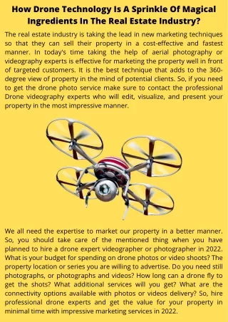 How Drone Technology Is A Sprinkle Of Magical Ingredients In The Real Estate Industry