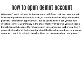 how to open demat account