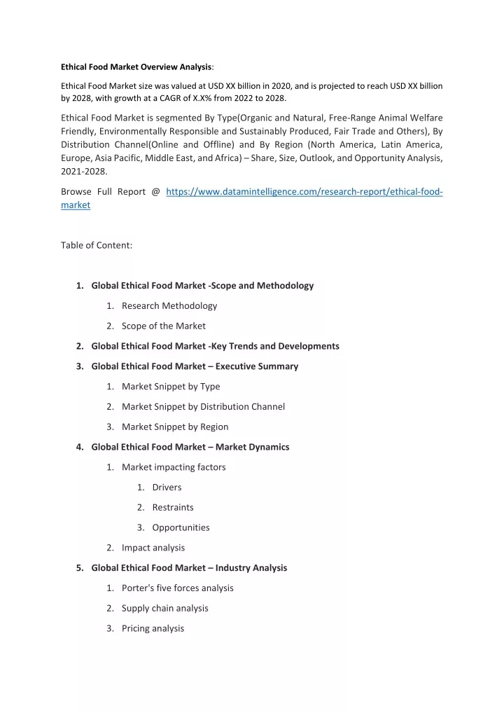 ethical food market overview analysis