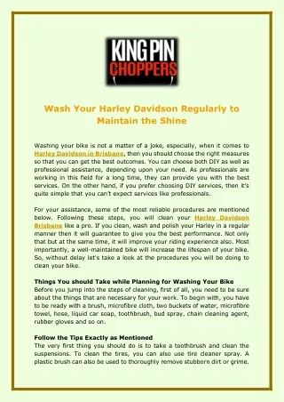 Wash Your Harley Davidson Regularly to Maintain the Shine