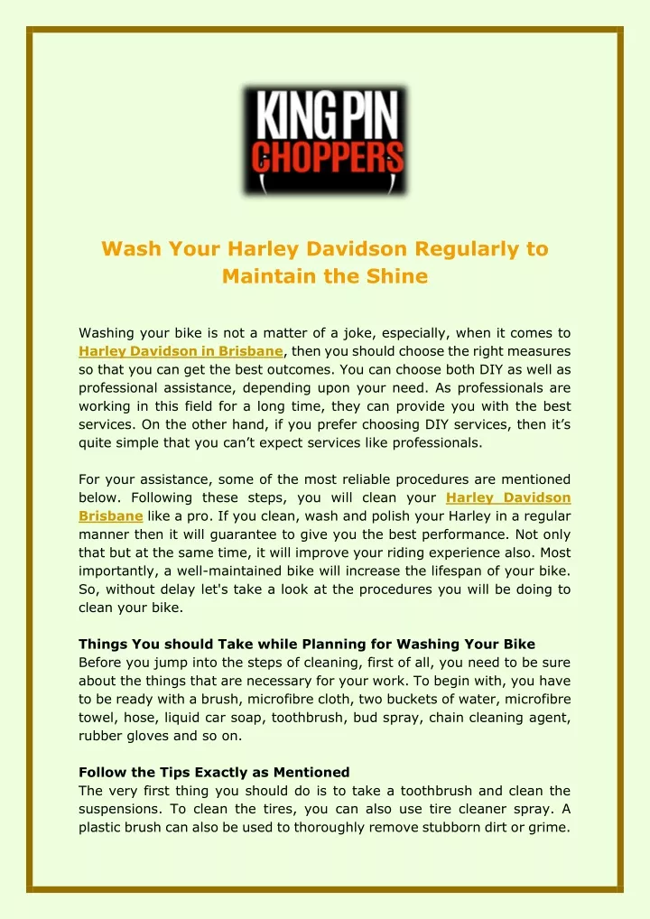 wash your harley davidson regularly to maintain