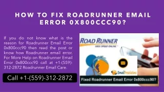 how to fix roadrunner email error 0x800ccc90