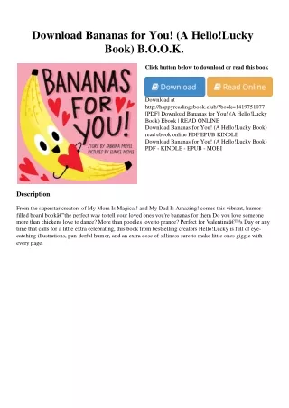Download Bananas for You! (A Hello!Lucky Book) <*READ*> B.O.O.K.