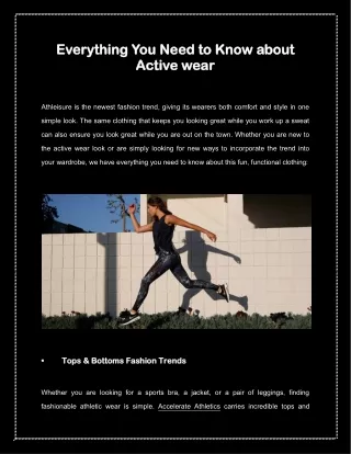 Everything You Need to Know about Active wear