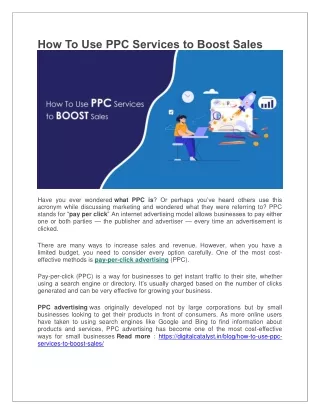 how to use ppc services to boost sales
