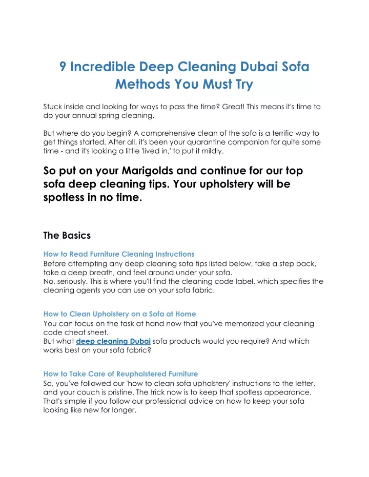 9 incredible deep cleaning dubai sofa methods