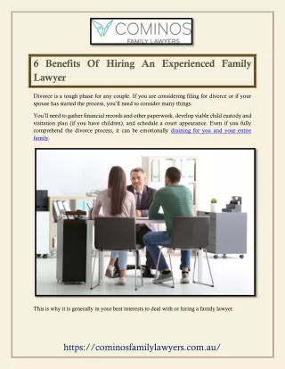 6 Benefits Of Hiring An Experienced Family Lawyer