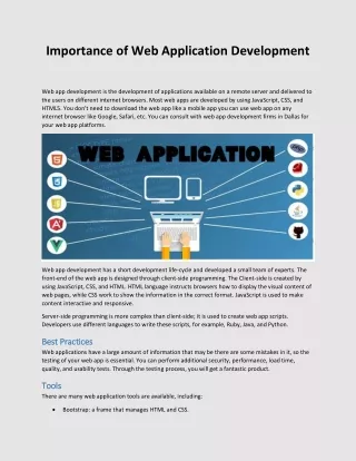 Importance of Web Application Development