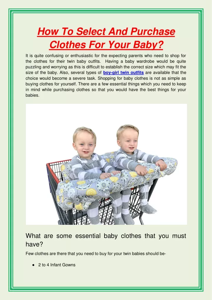 how to select and purchase clothes for your baby