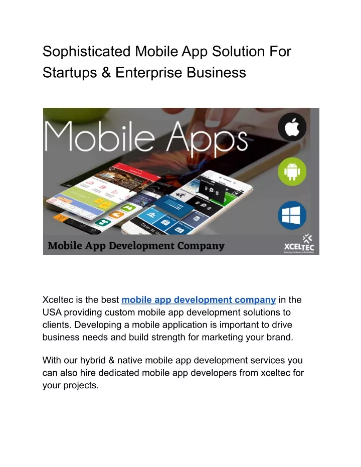 sophisticated mobile app solution for startups