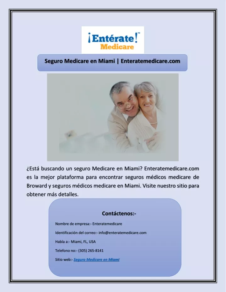 seguro medicare en miami enteratemedicare com