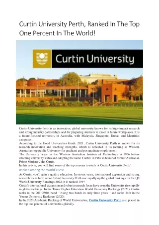 curtin university perth ranked