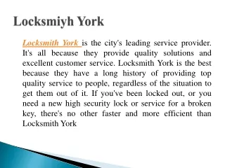 How is Importance of Locksmith York