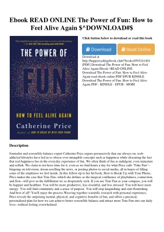 Ebook READ ONLINE The Power of Fun How to Feel Alive Again $^DOWNLOAD#$