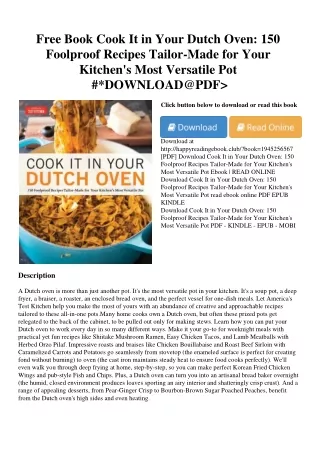 Free Book Cook It in Your Dutch Oven 150 Foolproof Recipes Tailor-Made for Your