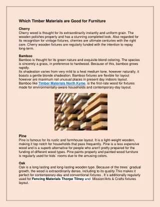 which timber materials are good for furniture