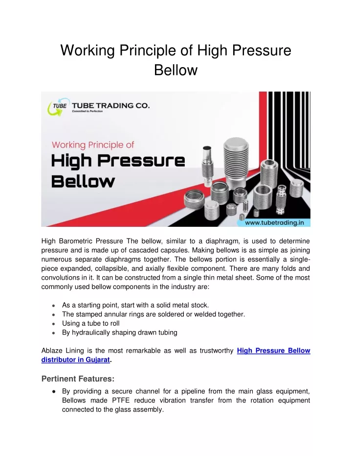 working principle of high pressure bellow