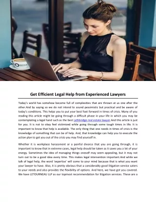 Get Efficient Legal Help from Experienced Lawyers
