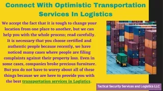 Transportation Services In Logistics | Tacticalssllc