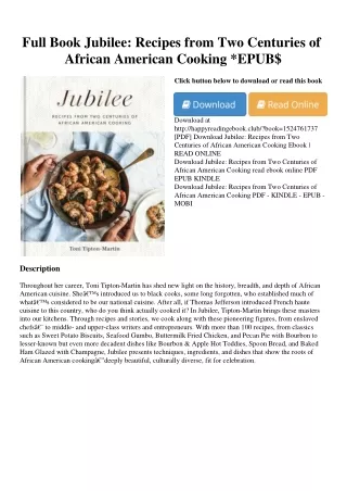 Full Book Jubilee Recipes from Two Centuries of African American Cooking *EPUB$