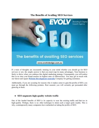 The Benefits of Availing SEO Services