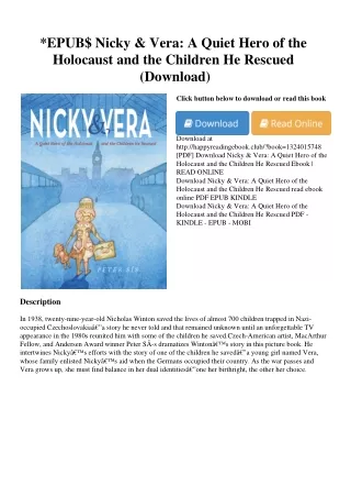 *EPUB$ Nicky &amp; Vera A Quiet Hero of the Holocaust and the Children He Rescue
