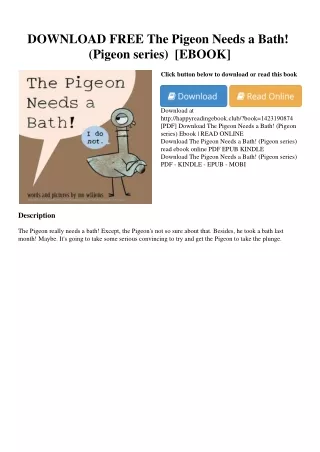 DOWNLOAD FREE The Pigeon Needs a Bath! (Pigeon series) <READ> [EBOOK]