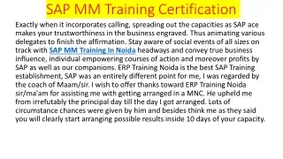 SAP MM Training Institute In Noida