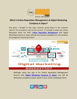 What is Online Reputation Management at Digital Marketing Company in Jaipur