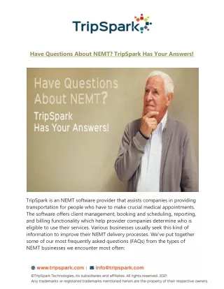 Have Questions About NEMT TripSpark Has Your Answers!