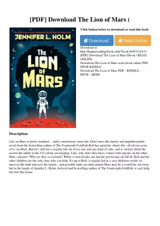 [PDF] Download The Lion of Mars (<B.O.O.K.$>