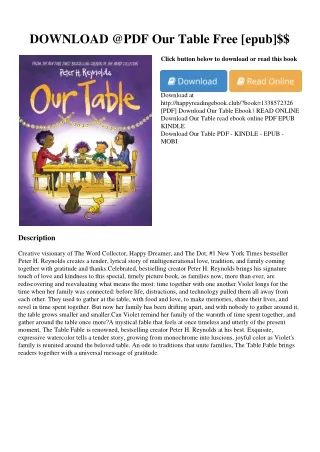 DOWNLOAD @PDF Our Table Free [epub]$$