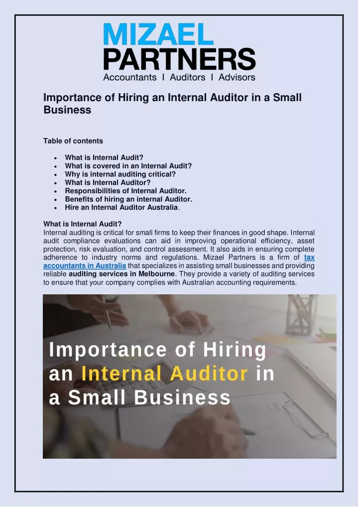 importance of hiring an internal auditor