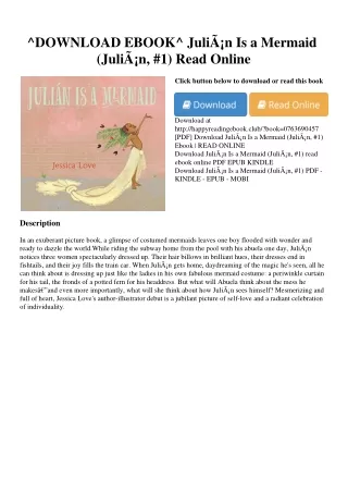^DOWNLOAD EBOOK^ JuliÃ¡n Is a Mermaid (JuliÃ¡n  #1) Read Online