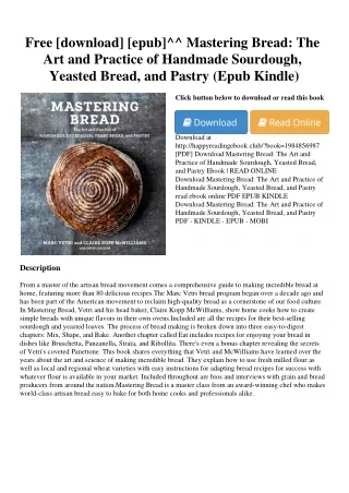 Free [download] [epub]^^ Mastering Bread The Art and Practice of Handmade Sourdo