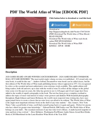 PDF The World Atlas of Wine [EBOOK PDF]