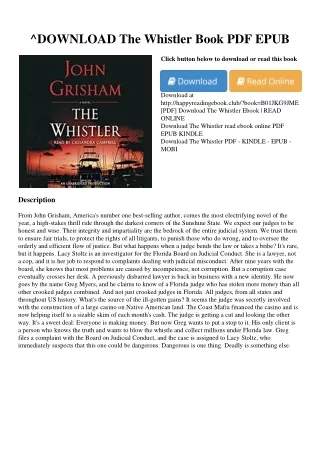 ^DOWNLOAD <[PDF]> The Whistler Book PDF EPUB