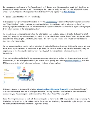 do you desire a membership to the future report