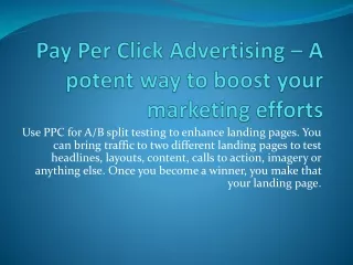 Pay Per Click Advertising – A potent way to boost your marketing efforts