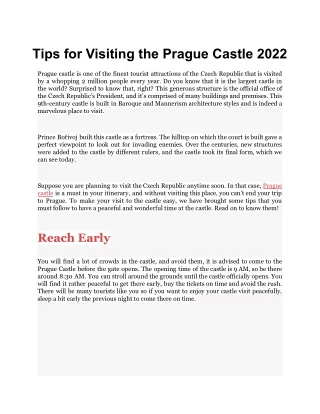tips for visiting the prague castle 2022