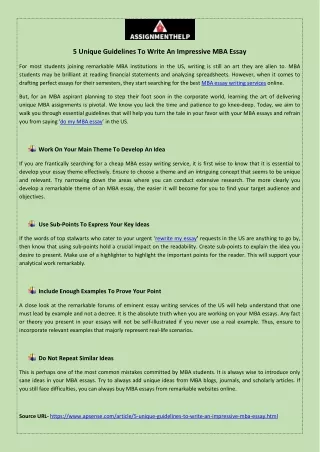 5 Unique Guidelines To Write An Impressive MBA Essay